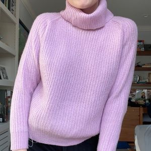 Pink/Purple Fuzzy Turtleneck Sweater